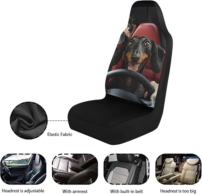 Dachshund Driver Car Seat Cover Front Seats Only,Lightweight Driver Seat Cover All Season Bucket Seat Covers for Cars Trucks and SUVs