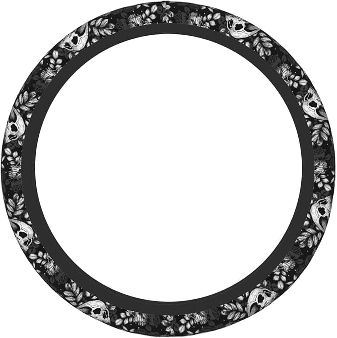 Flower Sugar Skull Steering Wheel Cover Women 15 inch Anti-Slip Sweat Absorption Steering Wheel Covers Cute Car Accessories Decor Car SUV Sedan Vans Truck Protector