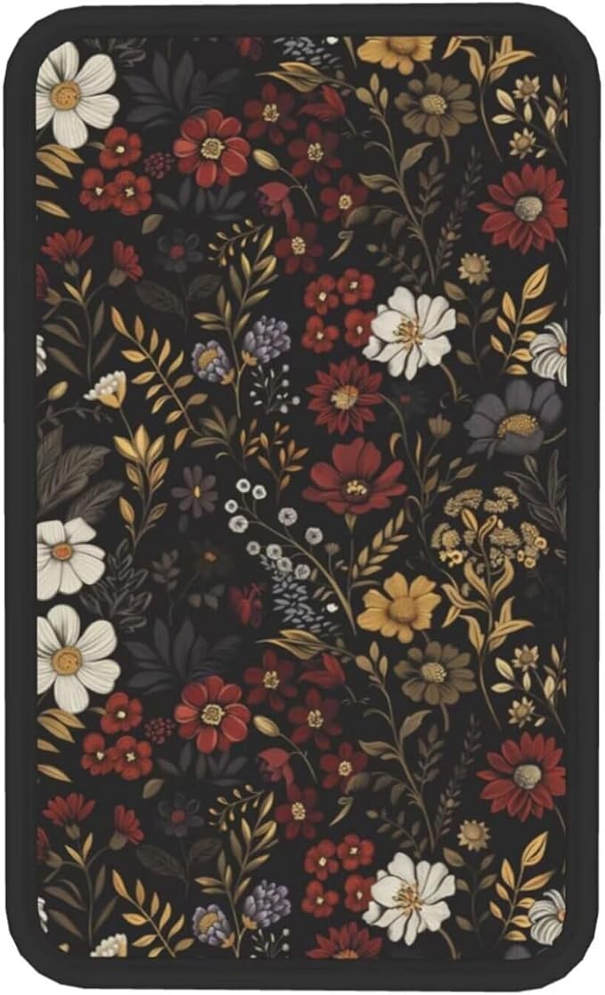 Center Console Covers for Cars Flower Pink Red Floral Boho Arm Rest Cover Daisy Black Retro Car Seat Armrest Pad Covers Middle Console Cover Hippie Boho Brown Car Accessories