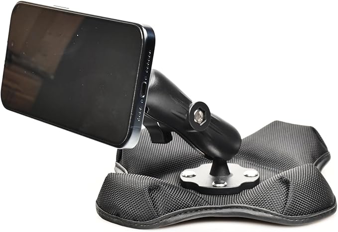 VAUBORTTI Magnetic Phone Holder for Desk&Car Dash,Aluminum Arm, Non-Slip Beanbag Base, 360° Rotation at 3 Points, Compatible with MagSafe iPhone 12-16 Series, Fits RAM B Size 1" Ball