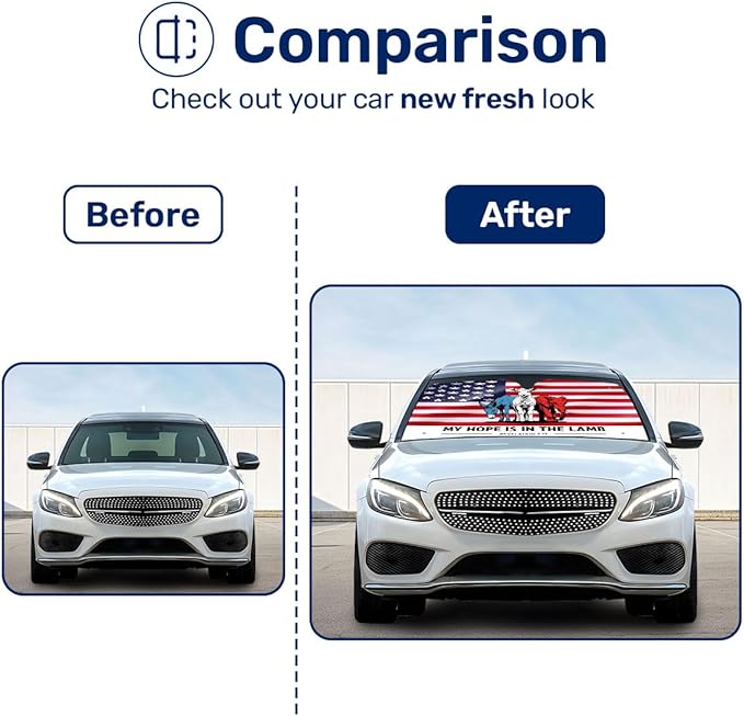 GENANY Faith in The Lamb Windshield Sun Shade for Car SUV Truck (55x30 Inches), Sun Shade Windshield, Shades for Windows, Protector Blocks UV, Car Decor