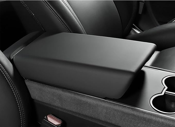 Matte Black Armrest Cover for Tesla Model 3 Model Y 2017-2023 Car Center Console Armrest Pad Trim Cover Arm Rest Box Cushion Console Protector Interior Accessories