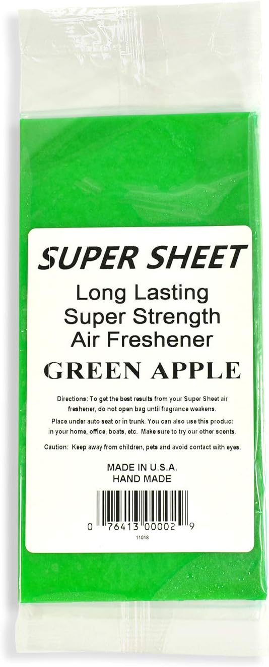 Super Sheet Small (7.5"x3.75") Under Seat Car Air Freshener (Green Apple)