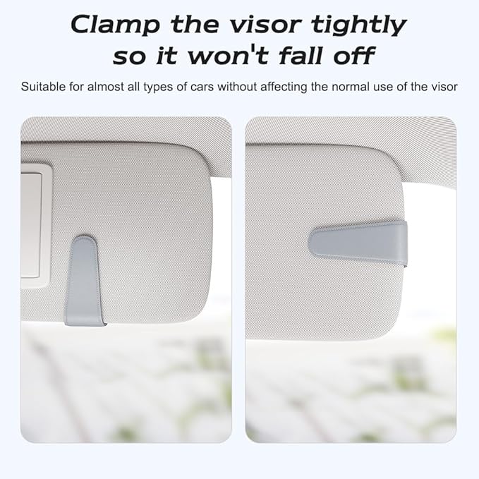 Sotfamily Sunglass Holder for Car Visor, Suede Cloth Magnetic Sunglass Organizer for Car Accessories, 2 Packs, Light Gray