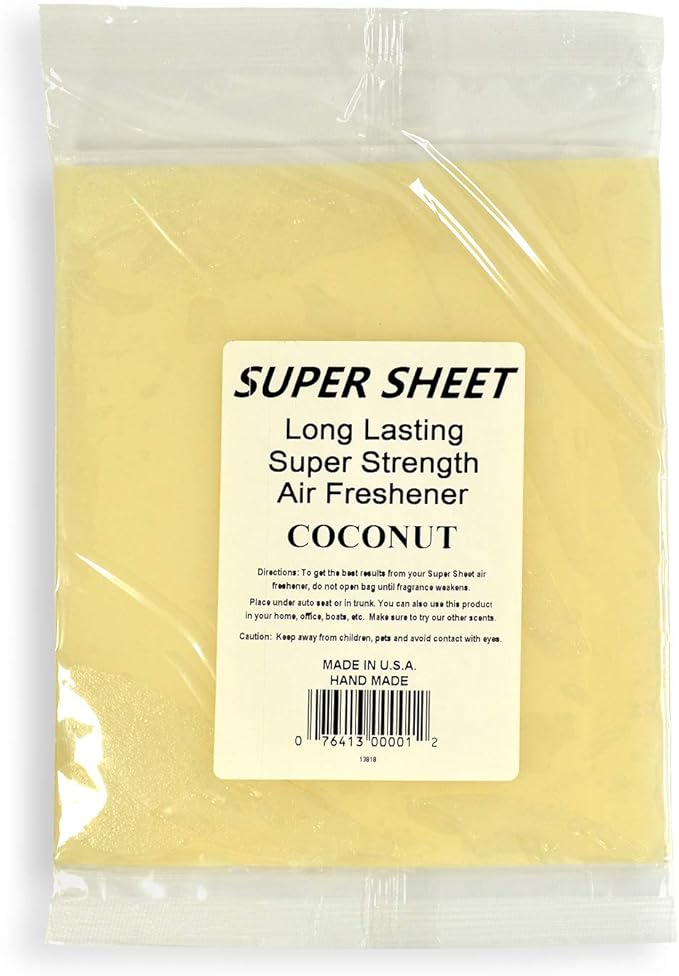 Super Sheet Large (8"x7") Under Seat Car Air Freshener, 3-PACK (Coconut)