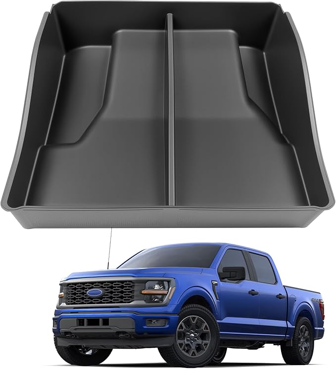 Floor Console Organizer Fits for 2015-2026 Ford F150 & 2017-2026 F250 F350 F450 Center Console Storage Compatible with F150-450 Jump Seat/Bench Seat Accessories Large Capacity Armrest Tray