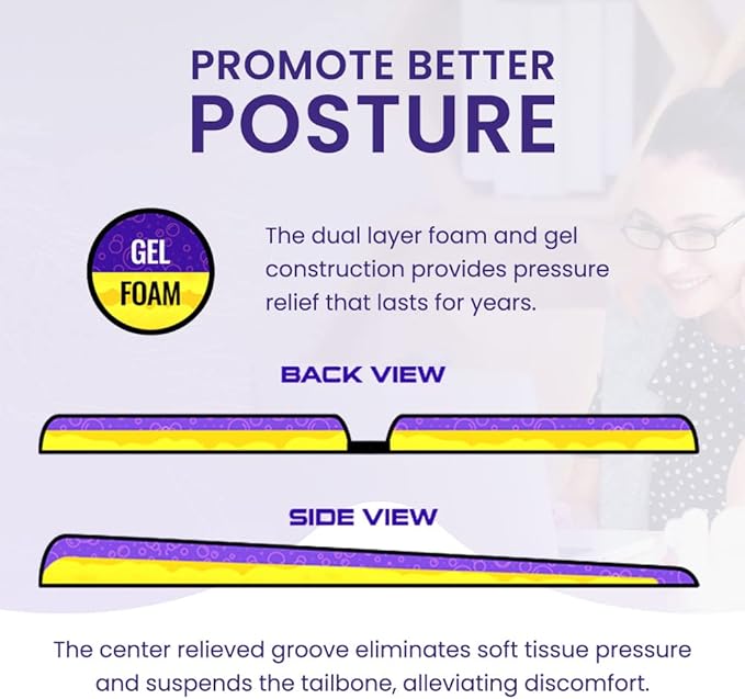 G Seat LITE Travel Gel Foam Cushion | Back Pain, Sciatica, Pressure Relief | Relieves Tailbone Discomfort, Promote Healthy Posture | Ergonomic Comfort | Car, Commute, Airplane and Travel - Red