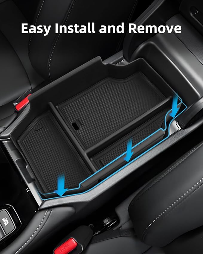 Armrest Organizer for 2026 2025-2023 Honda Accord, Center Console Organizer with Removable Rubber Mat, Center Console Tray Custom for Honda Accord Accessories, Black