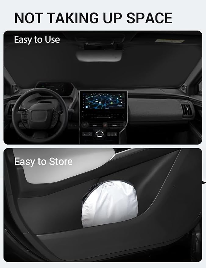 Proadsy 2026 Upgrade Windshield Sun Shade Custom Fit Toyota bZ4X 2023-2026 4-Layer Foldable Front Sunshade Protector Sun Visor Blocks UV Rays Keep Car Cooler