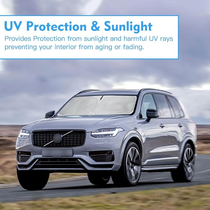 Windshield Sun Shade for Volvo XC90 2016-2025 2026 Custom Fit Front XC-90 Window Sunshade Fodable Car Sun Visor UV Protector Heat Shield Cover, Keep Car Cool Accessories