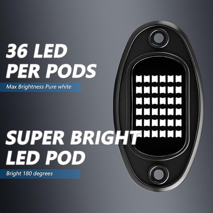 GSRECY Rock Lights Ultra Bright LED Neon Underglow Lights Waterproof for Trucks Pickup SUV UTV ATV RZR Car Boats Motorcycle (Red, 4 Pods)