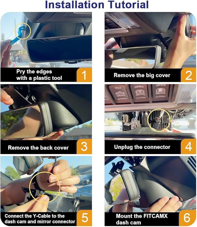 Fitcamx Front 4K+Rear 1080P Dash Cam Adapts for RAM 1500 (Model A) 2019 2020 2021 2022 2023 2024 Rebel Big Horn Laramie, OEM Look, Dual Loop Recording, WiFi & APP, G-Sensor, Easy to Set, 128GB Card