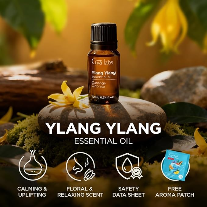 100% Pure Ylang-Ylang Essential Oil - 0.34 Fl Oz - Ylang-Ylang Oil for Hair, Skin, Diffuser, Aromatherapy & DIY Candle Making Scent