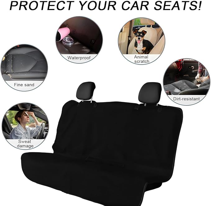 Car Towel Seat Cover, Waterproof Sweating Non-Slip Premium Soft Towel Carseat Protector, Universal Machine Washable Car Truck SUV Front Seat Cover for Gym Workout Beach Hiking (Black, Rear)