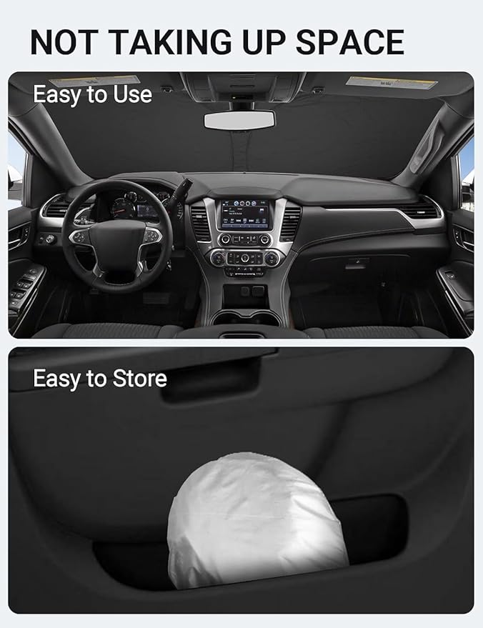 Proadsy 2026 Upgrade Front Windshield Sun Shade Foldable Sunshade Protector Custom Fit 2015-2020 Tahoe SUV Accessories