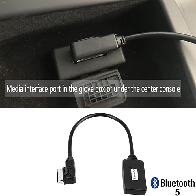 Bluetooth Car kit for Mercedes-Benz,Media Interface AUX Wireless Adator,Compatible with iPhone Android Smartphones,Works with Mercedes Equipped with MMI Rectangular Socket ONLY