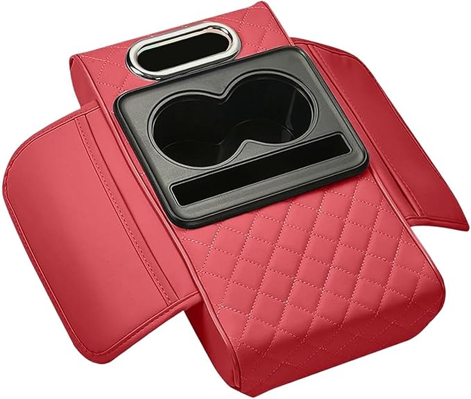 Car Center Console Pad PU Leather Armrest Organizer with Tissue Box Slot for Vehicles, Style C