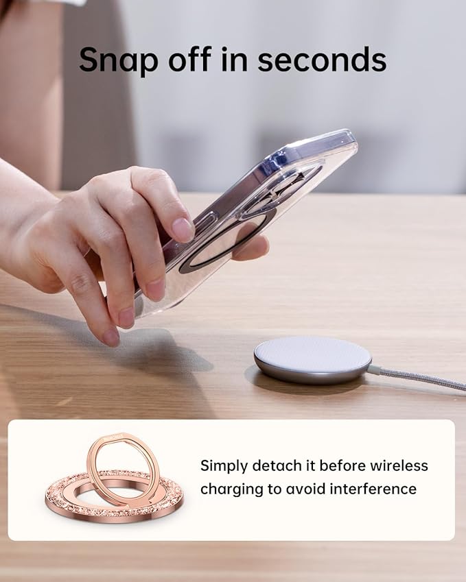 SYNCWIRE Magnetic Phone Ring Holder for MagSafe - Glitter Phone Grip Stand with 360° Rotation Finger Ring Kickstand Blingbling Compatible with iPhone 17 16 15 14 13 12 Pro Max MagSafe Accessories