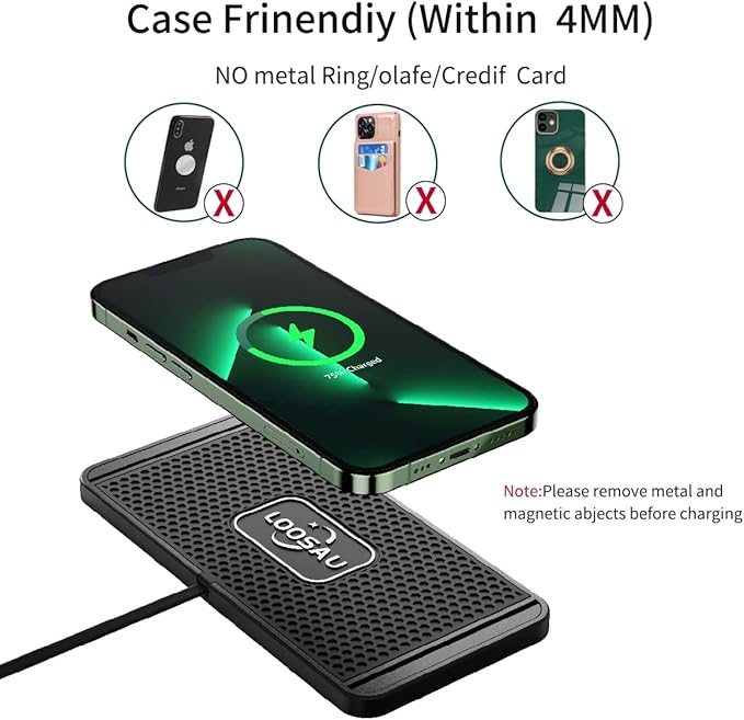 Wireless car Charger Charging pad 15w Non Slip FastCharger for car Wireless Phone Charger for Android for iPhone 11/12/13/14/15/16 /17 Pro Max Xs,Samsung Galaxy S20, S10+ Note 9,LG
