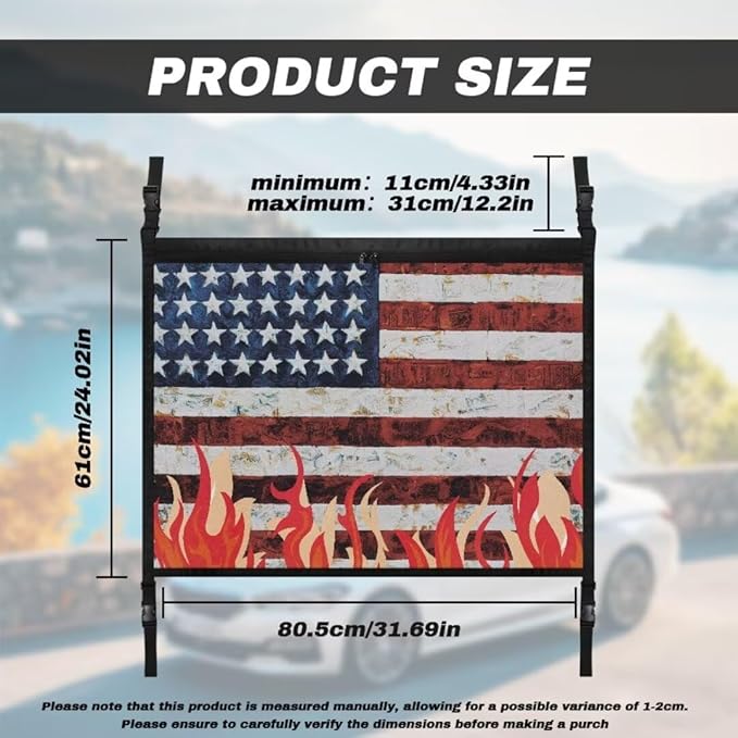 Fire American Flag Car Seat Organizer Roof Storage Tidy Pouch Pocket Car Travel Accessories Suitable for Cars, SUVs