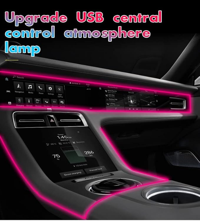 Interior Car Strip Lights, Goodream USB Music Sync Multicolor Multiple Modes LED Fiber Optic Light Ambient Neon Wire Lighting Kits for Sedan Truck SUV Accessories Center Console Dashboard