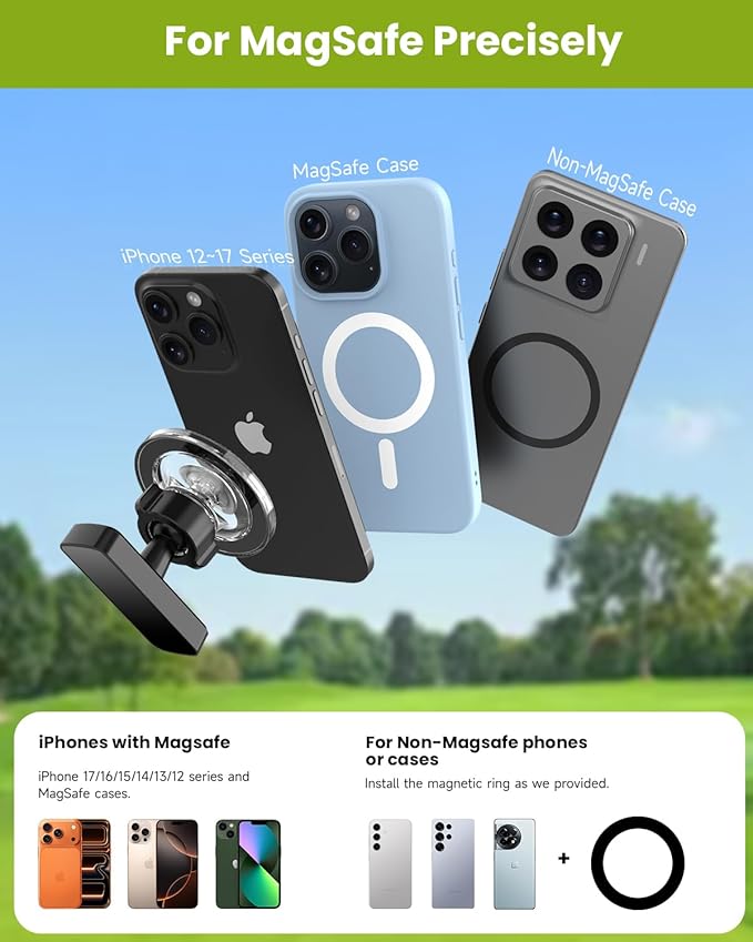 Black Magnetic Golf Cart Phone Holder, Golf Accessories Gifts for Men Dad Husband Unique, Birthday Golf Gifts for Men Him Boyfriend, 360° Rotation Phone Mount for Golf Cart, Golfers Must Haves Gadgets
