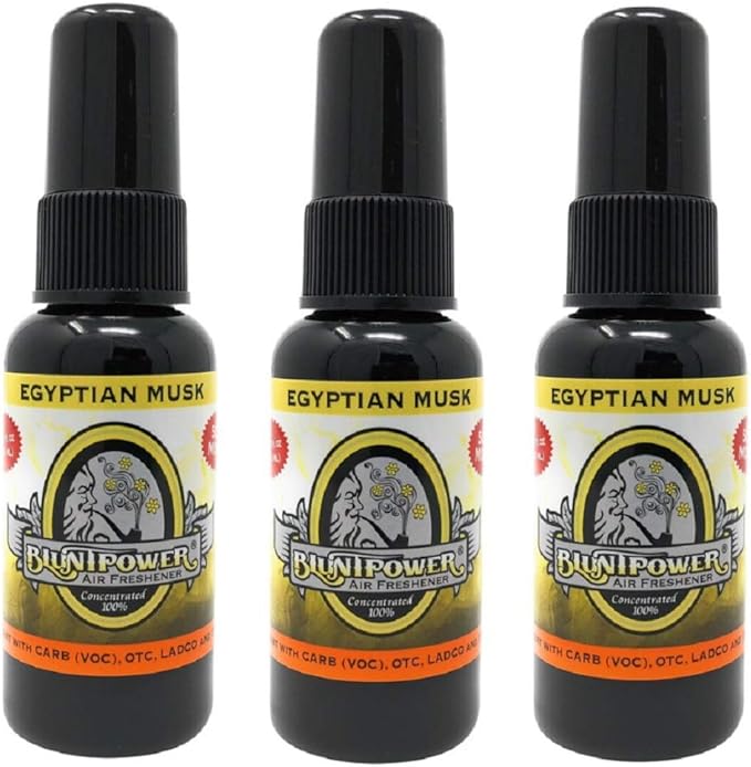 BluntPower (Egyptian Musk, 3 Pack) Concentrated Air Freshener - Premium Oil Based Air Freshener Spray For Home and Car - Long-Lasting Bathroom Spray, Car Freshener, & Odor Eliminator Spray