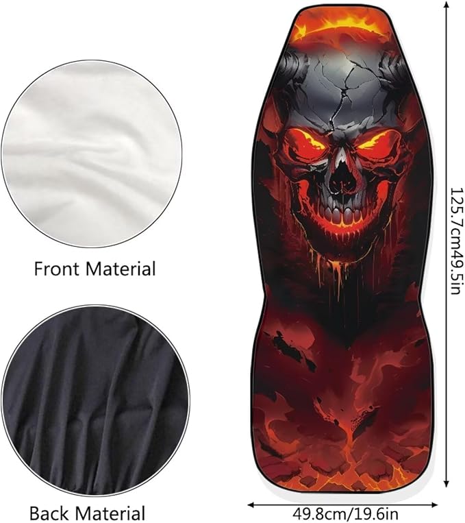 Halloween Red Skull Car Seat Covers Elastic Fabrics Breathable Car Seat Cover Easy to Install Auto Interior Accessories 2 Pcs Set for SUV, Vans,Sedan,Truck