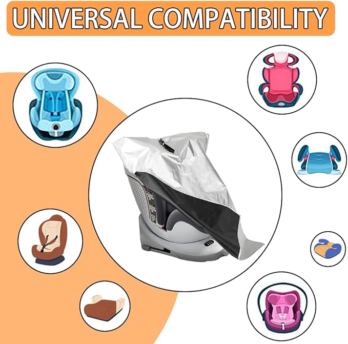 Car Seat Sun Shade Cover Baby car seat Cooler Infant Car Seats Heat Protector Keeps Your Toddler Baby Seat at a Cool Temperat