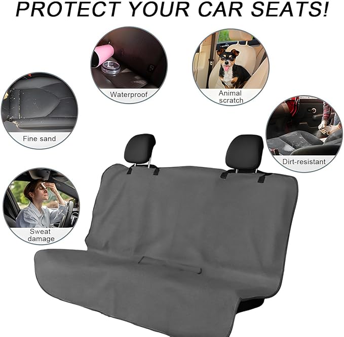Car Towel Seat Cover, Waterproof Sweating Non-Slip Premium Soft Towel Carseat Protector, Universal Machine Washable Car Truck SUV Front Seat Cover for Gym Workout Beach Hiking (Gray, Rear)