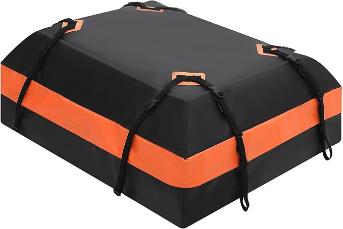 Car Rooftop Cargo Carrier Bag 15 Cubic Feet, Waterproof Roof Rack Cargo Bag for All Cars with/Without Rack, Waterproof Zip, 8 Reinforced Straps, 4 Door Hooks, Luggage Lock, Storage Bag