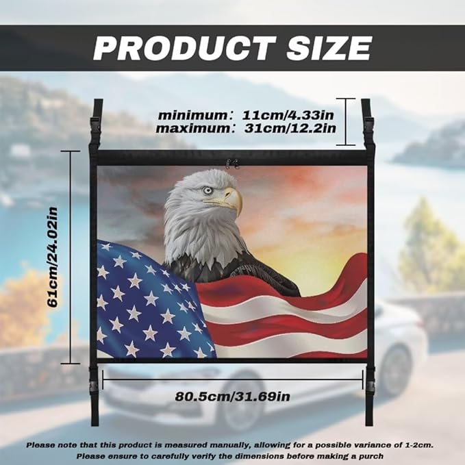 Eagle USA Flag Car Roof Storage Bag Multi-Purpose Seat Organizer Car Bag Storage Box Organizer Pouch Pocket Car Travel Accessories Compatible with Most Cars