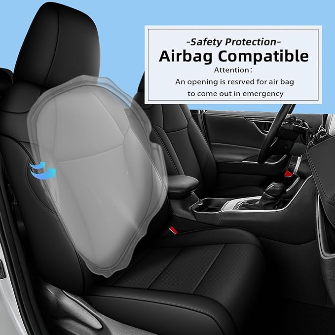 AOMSAZTO Custom Fit Car Seat Covers for Toyota RAV4 Hybrid 2019 2020 2021 2022 2023 2024 2025 Toyota RAV4 LE, XLE, XLE Premium, Limited-Full Set Faux Leather (Black)