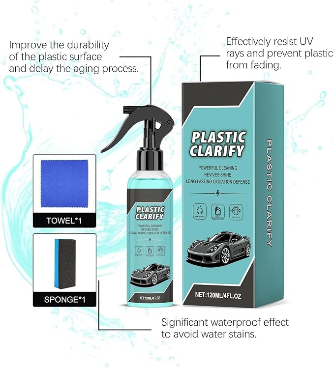 Car Trim Restorer - 120ml Professional Spray Cleaner | Handmade Craft Artistic Detailing Durable Shine & Easy Use Features with Towel and Sponge for Automotive Interior Dashboard