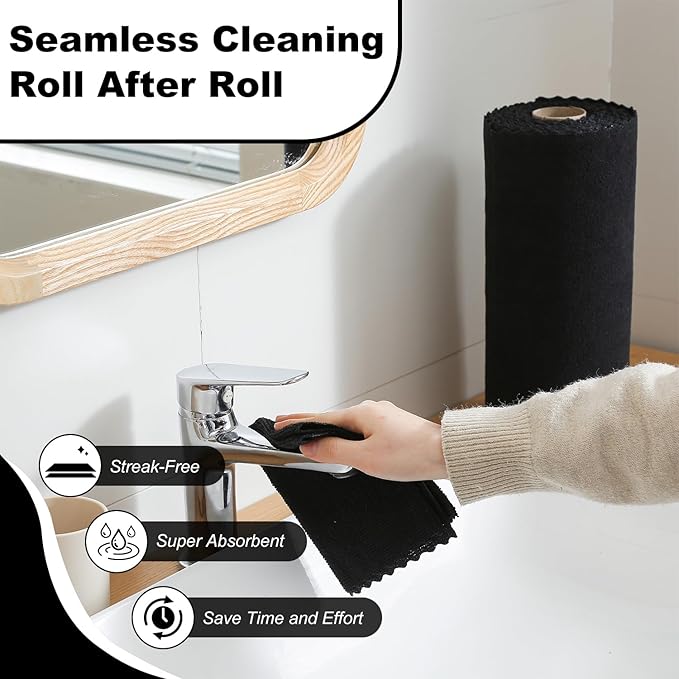 Jessy Home 2 Roll Reusable Paper Towels,100 Sheets Tear Away Microfiber Cleaning Cloth, Lint Free Cleaning Rags for Kitchen, Dishcloth,Household Cleaning Supplies