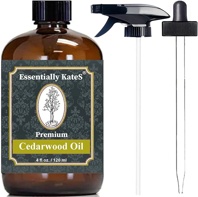Essentially KateS Cedarwood Oil 4 fl oz – 100% Pure & Natural – Aromatherapy, Diffuser, Hair & Beard Care, Skin Support, Calming Woodsy Scent – Therapeutic Grade Cedar Oil