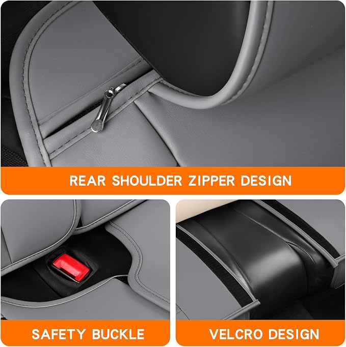 Front Car Seat Covers, Leather Car Seat Covers, Fit for Most Cars SUV and Most Sedan Grey