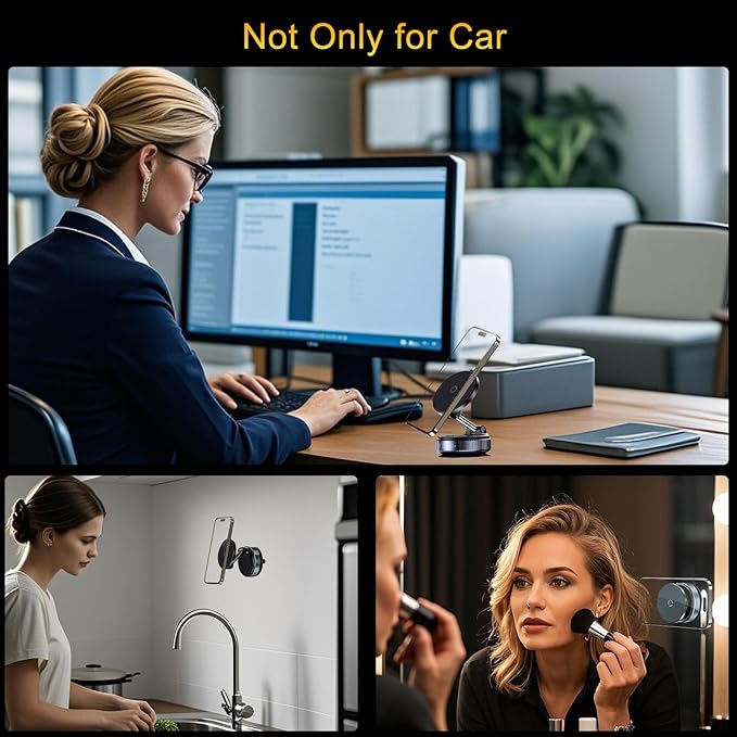 2026 Upgraded for Magsafe Car Mount Charger, 15W Fast Wireless Charging Suction Cup Phone Mount, Magnetic Phone Holder for Dashboard/Windshield, Compatible with iPhone 12-17 & All Phones