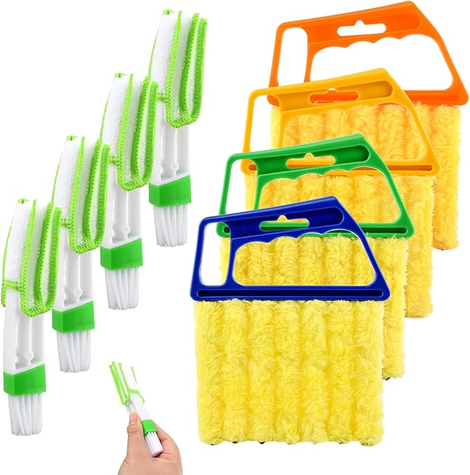 5Pcs Blind Cleaner Duster Tool Window Blind Cleaner,7 Fingers Dusting Cleaners and Air Vent Cleaners for Blinds,Air Conditioner Vents,Fans Vents,Detachable and Washable(Yellow+Green+Blue)