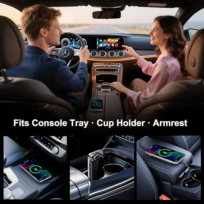 Wireless CarPlay Adapter with Magnetic 15W Fast Charging for iPhone 17/16/15/14/13/12 Series â Wired to Wireless CarPlay Converter, Auto Connect Plug & Play