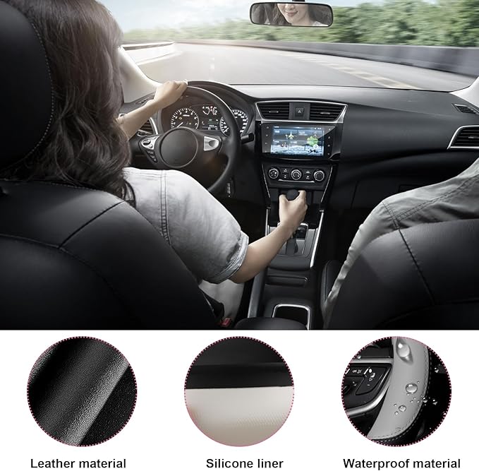 Car Steering Wheel Cover, Universal 15" Anti-Slip Auto Steering Wheel Protector for Men Women, Breathable Odor Free Leather Steering Wheel Car Accessories Fit Most Vehicles (Gray)