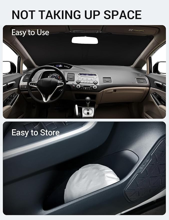Proadsy 2026 Upgrade Windshield Sun Shade Custom Fit 2006-2011 Civic Foldable Front Sunshade Protector Sun Visor Blocks UV Rays Keep Car Cooler