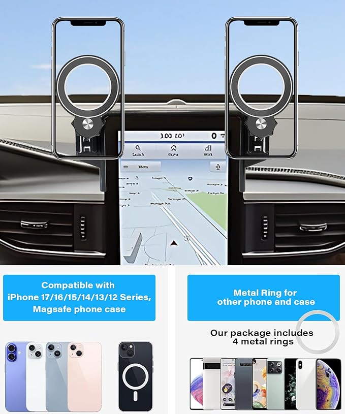 Car Phone Holder for Ford Explorer 2020 2021 2022 2023 2024 Accessories Apply to 10.1 Inch Touch Screen Fixed Clip MagSafe Passenger Cell Phone Mount Handsfree 360° Rotation