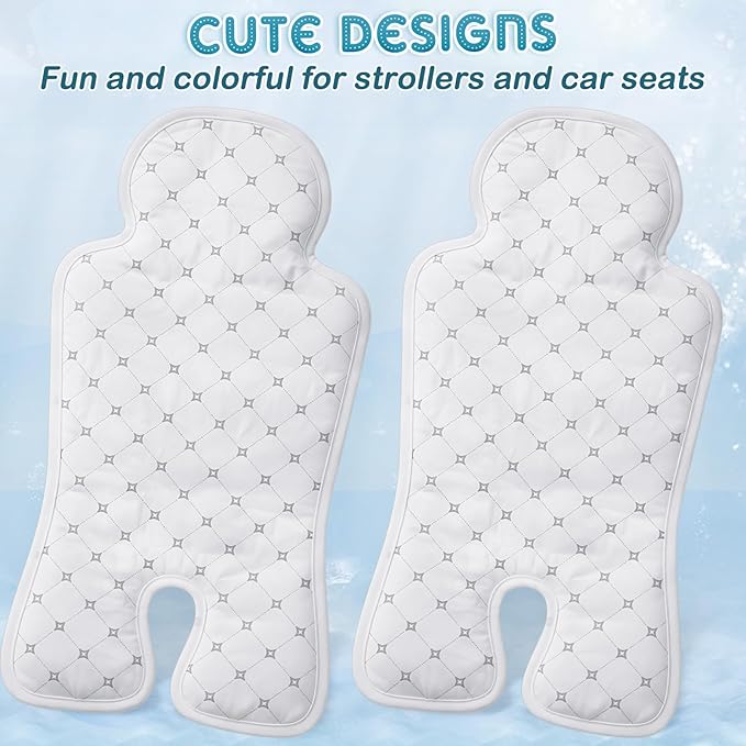 Pinkunn Gel Car Seat Baby Cooling Pad for Summer Breathable Stroller Cooler Pad Multifunctional Carseat Cooling Mat for Baby Child Dining Chair Safety Seat Stroller(White,Grid)