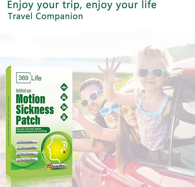 369 Life Motion Sickness Patches for Car and Boat Rides, Ships, Cruise and Airplane & Other Forms of Transport - Travel Essentials, for Adults and Kids (36 Count)