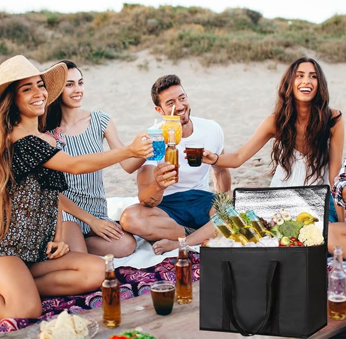 Bodaon Insulated Food Delivery Bag With Hard Bottom, XL Pizza Cooler Bags, Rideshare Delivery Bag, Thermal Cold/Hot Styrofoam Carrier for Travel/Shopping/Catering/Car