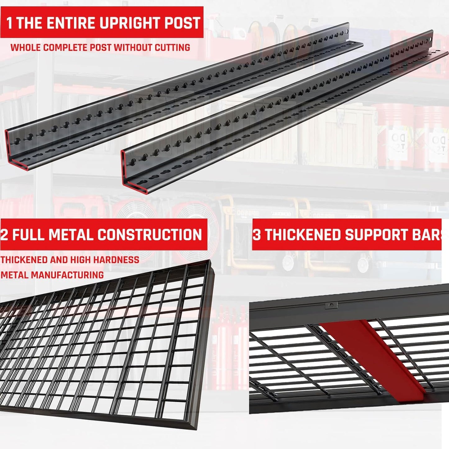 68" W Garage Shelving Unit, 68" W x 24" D x 68" H, Heavy Duty Garage Storage Shelves, 4 Tier Storage Rack Shelf, Industrial Adjustable Shelves for Basement Warehouse, 2 Pack
