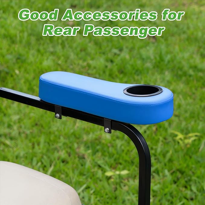 10L0L Golf Cart Rear Seat Kit Arm Rest Set with Cup Holder for Yamaha EZGO Club Car Golf Cart UV-Proof Coating Long Lasting, No Drilling Kits Include