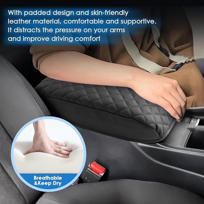 2023 2024 2025 2026 Accord Hybrid Center Console Cover for Honda Accord Hybrid (Sport,EX-L,Sport-L,Touring) /Accord (LX,SE,EX), Cushion Leather Armrest Cover 2025 Accord Accessories (Padded)
