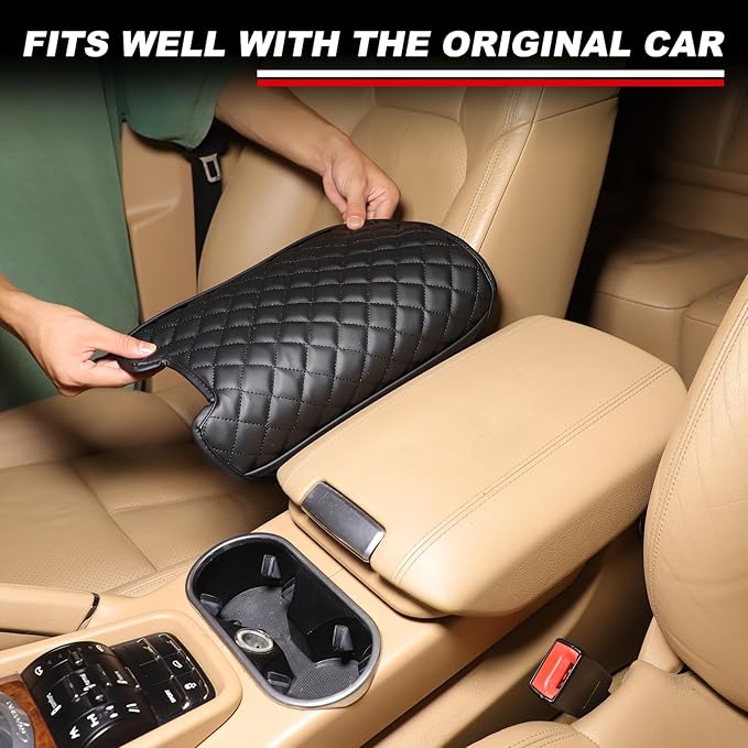TOYCIDFG Car Armrest Cover Compatible with Porsche Cayenne 2011-2017, Center Console Box Cover Pad Waterproof Cushion
